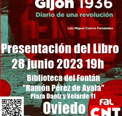 Cartel presentacion libro 'Gijon 1936' en Oviedo